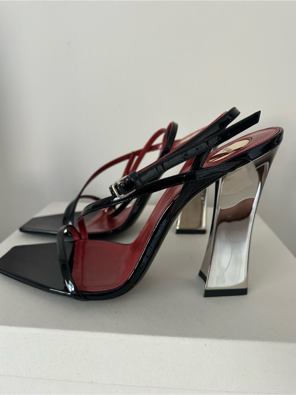 SAINT LAURENT Black Patent Zora Sandal Heel 39 - Picture 2 of 7